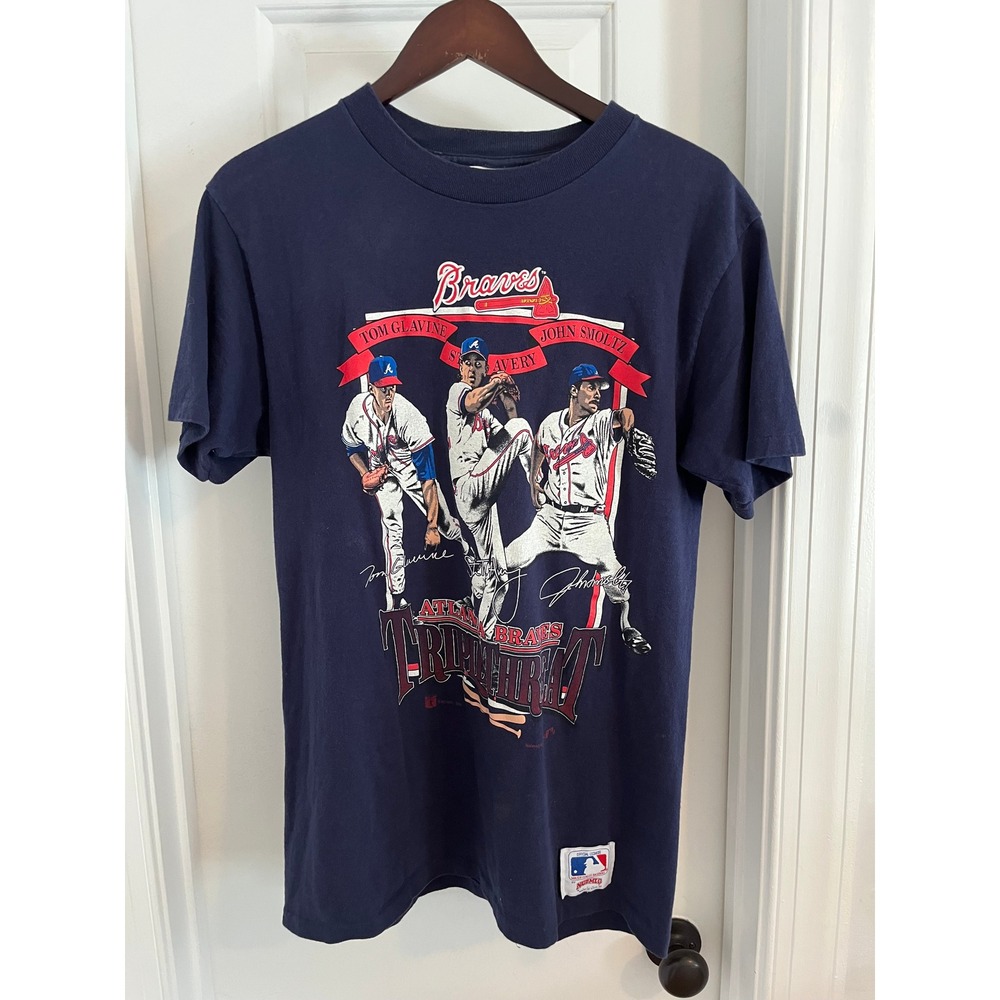 Vintage 1992 Atlanta Braves Triple Threat Shirt Glavine Smoltz T